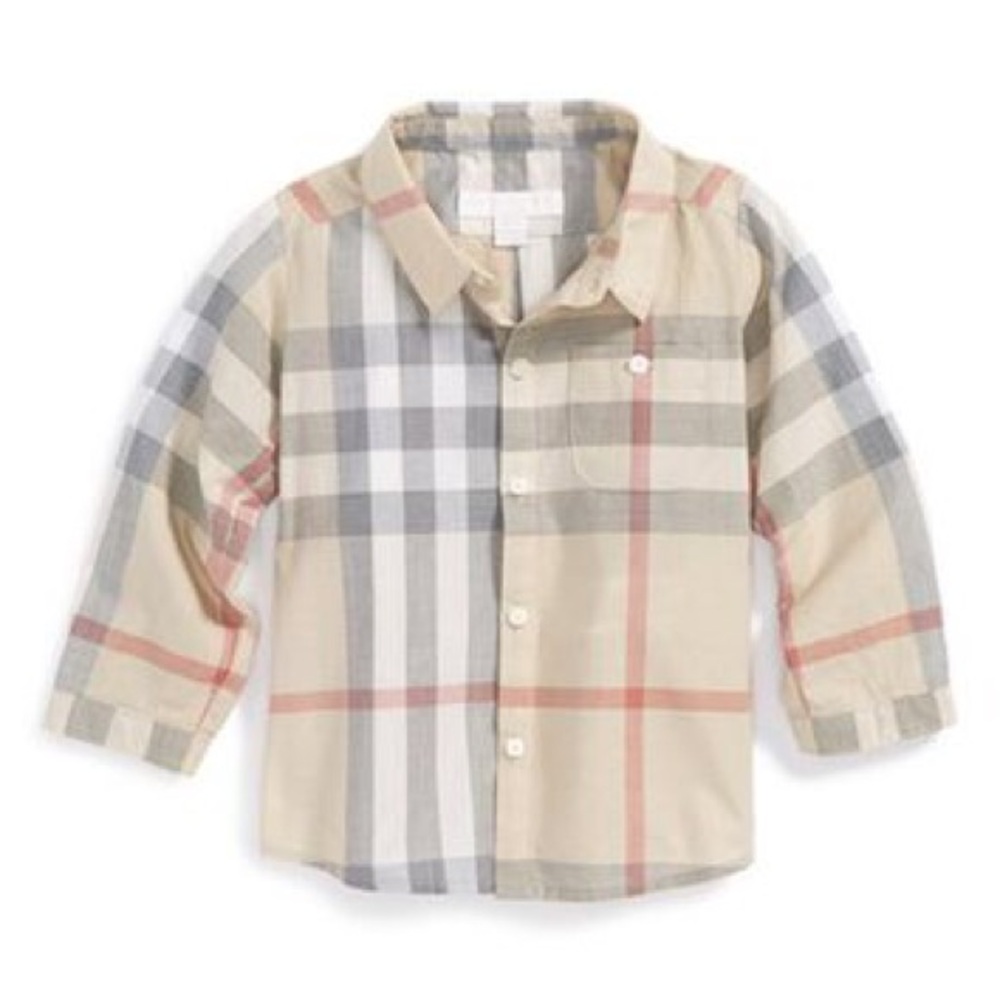 Classic Beige Plaid Button-Down Kids Shirt